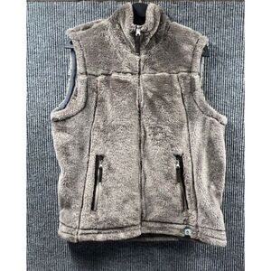 Free Country‎ Womens Brown Faux Fur Vest Full Front Zip & Side Pockets Casual